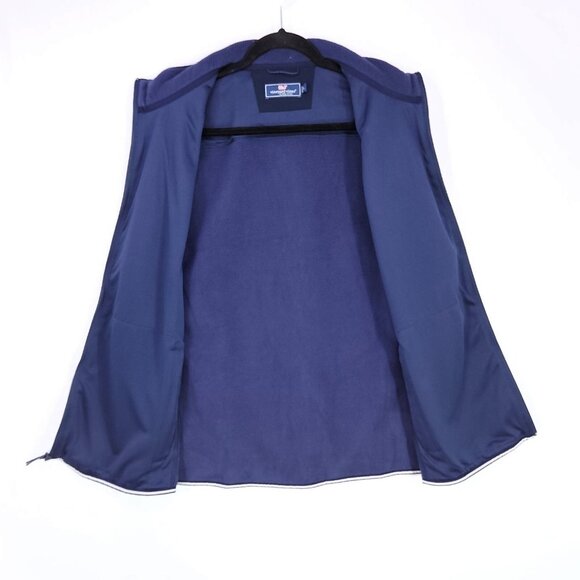 Vineyard Vines Fleece Vest Men's Size Large Harbor Full Zip Blue Pockets Mock - Picture 3 of 12